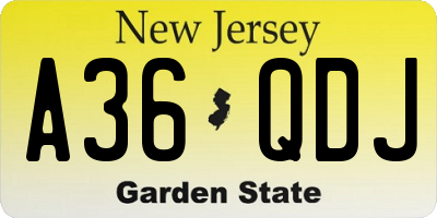 NJ license plate A36QDJ