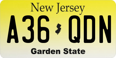 NJ license plate A36QDN
