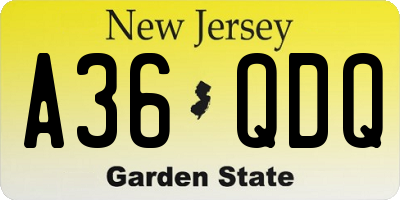 NJ license plate A36QDQ