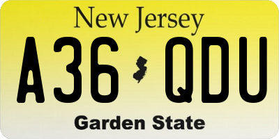 NJ license plate A36QDU