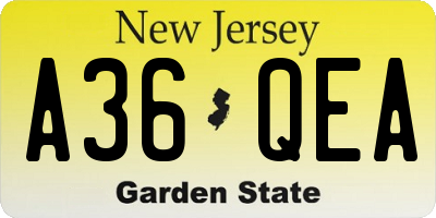 NJ license plate A36QEA