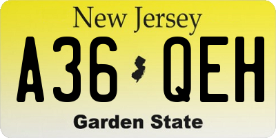 NJ license plate A36QEH