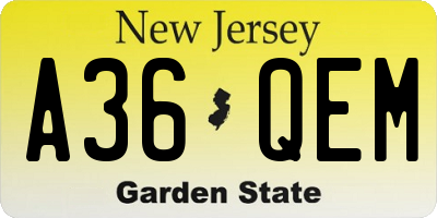 NJ license plate A36QEM
