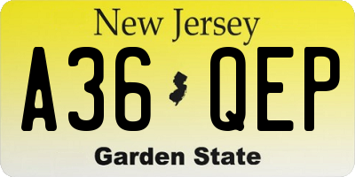 NJ license plate A36QEP