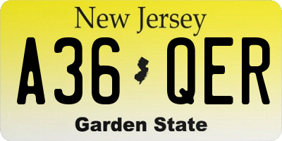 NJ license plate A36QER