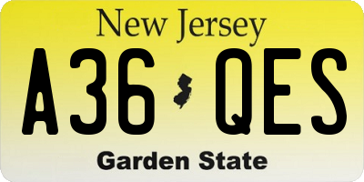 NJ license plate A36QES