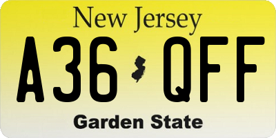NJ license plate A36QFF