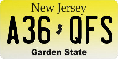 NJ license plate A36QFS