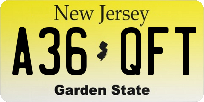 NJ license plate A36QFT