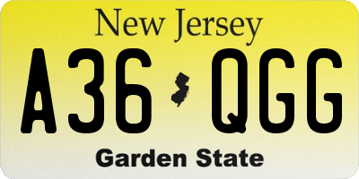 NJ license plate A36QGG