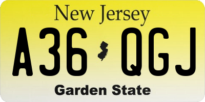 NJ license plate A36QGJ