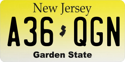 NJ license plate A36QGN