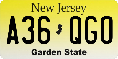 NJ license plate A36QGO