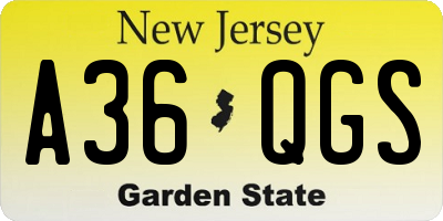 NJ license plate A36QGS
