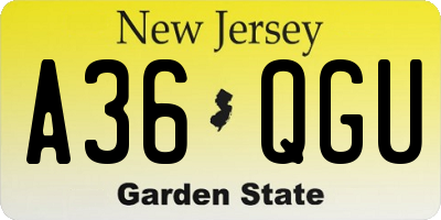 NJ license plate A36QGU