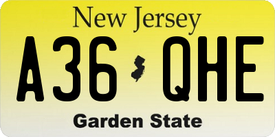 NJ license plate A36QHE