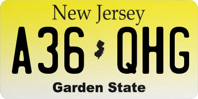 NJ license plate A36QHG