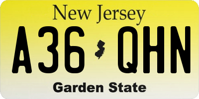 NJ license plate A36QHN