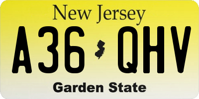 NJ license plate A36QHV