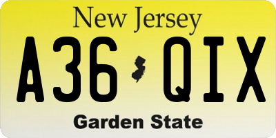 NJ license plate A36QIX
