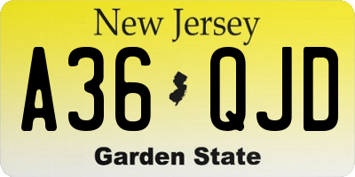 NJ license plate A36QJD