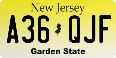 NJ license plate A36QJF