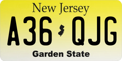 NJ license plate A36QJG