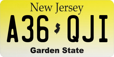 NJ license plate A36QJI