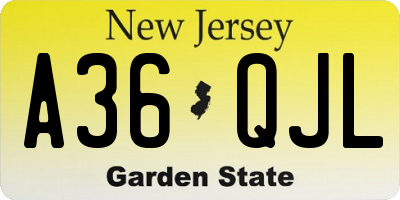 NJ license plate A36QJL