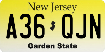 NJ license plate A36QJN