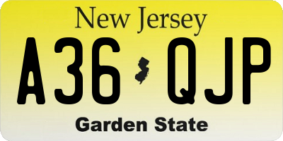 NJ license plate A36QJP