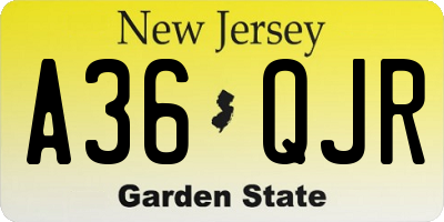 NJ license plate A36QJR