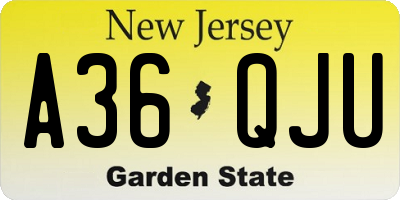 NJ license plate A36QJU