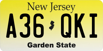 NJ license plate A36QKI