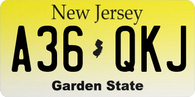 NJ license plate A36QKJ