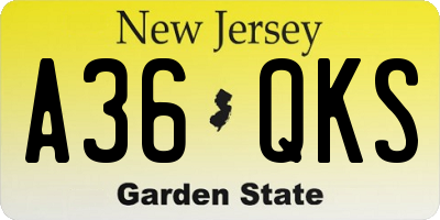NJ license plate A36QKS