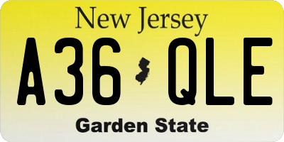 NJ license plate A36QLE