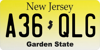 NJ license plate A36QLG