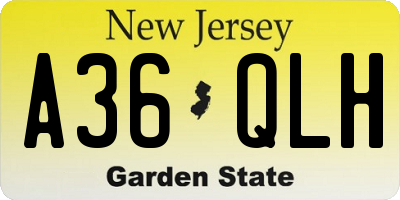 NJ license plate A36QLH
