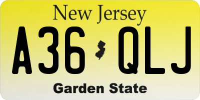 NJ license plate A36QLJ