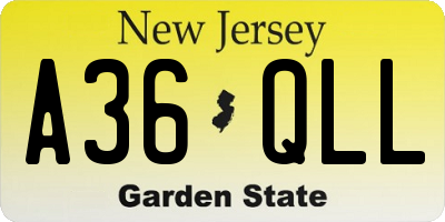 NJ license plate A36QLL