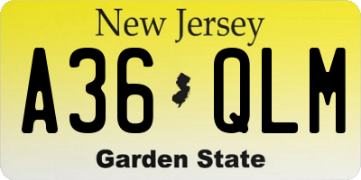 NJ license plate A36QLM