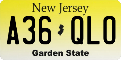 NJ license plate A36QLO