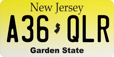 NJ license plate A36QLR