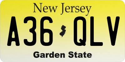 NJ license plate A36QLV