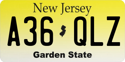 NJ license plate A36QLZ