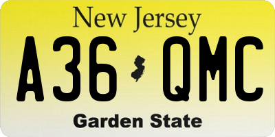 NJ license plate A36QMC