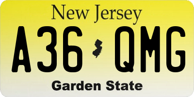 NJ license plate A36QMG