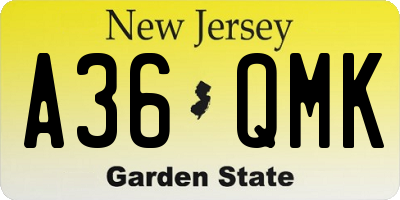 NJ license plate A36QMK