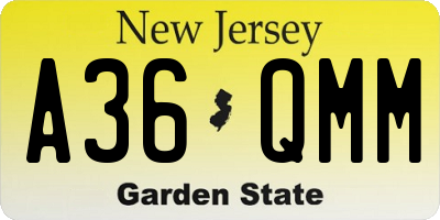 NJ license plate A36QMM